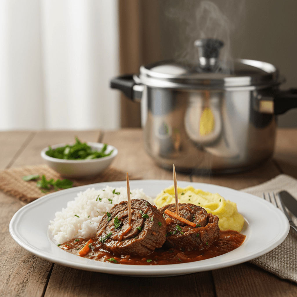 Bife a rolê na panela de pressão: Receita rápida e fácil 4 Bife a rolê na panela de pressão