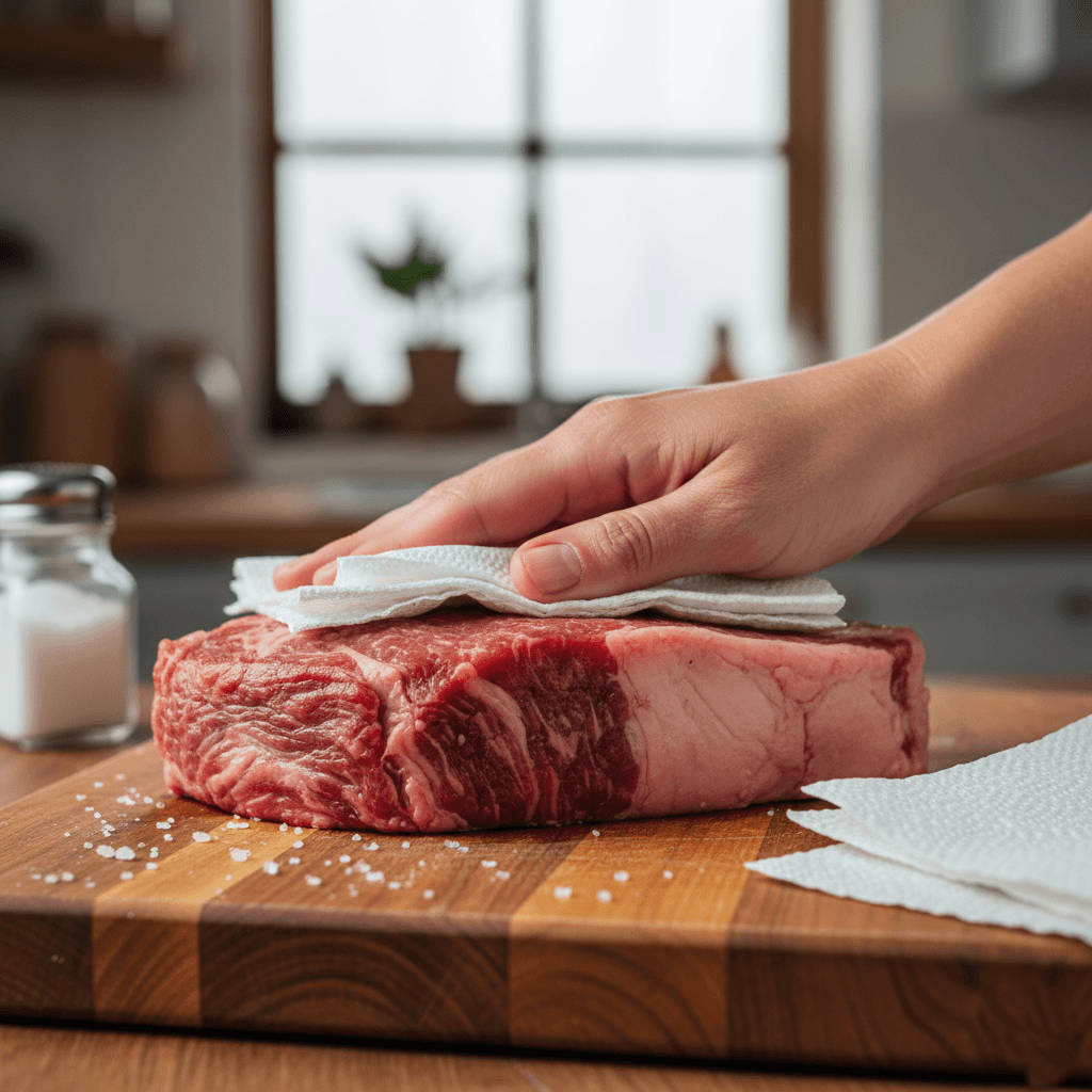 Como fazer bife ancho perfeito na frigideira em 5 passos 3 secagem bife ancho