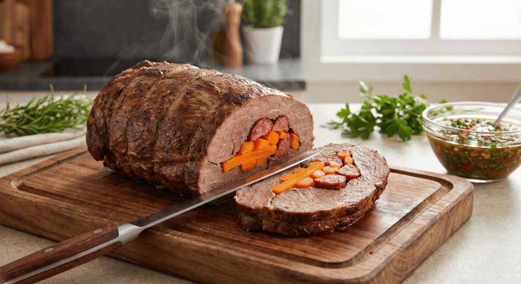 lagarto recheado assado no forno finalizado