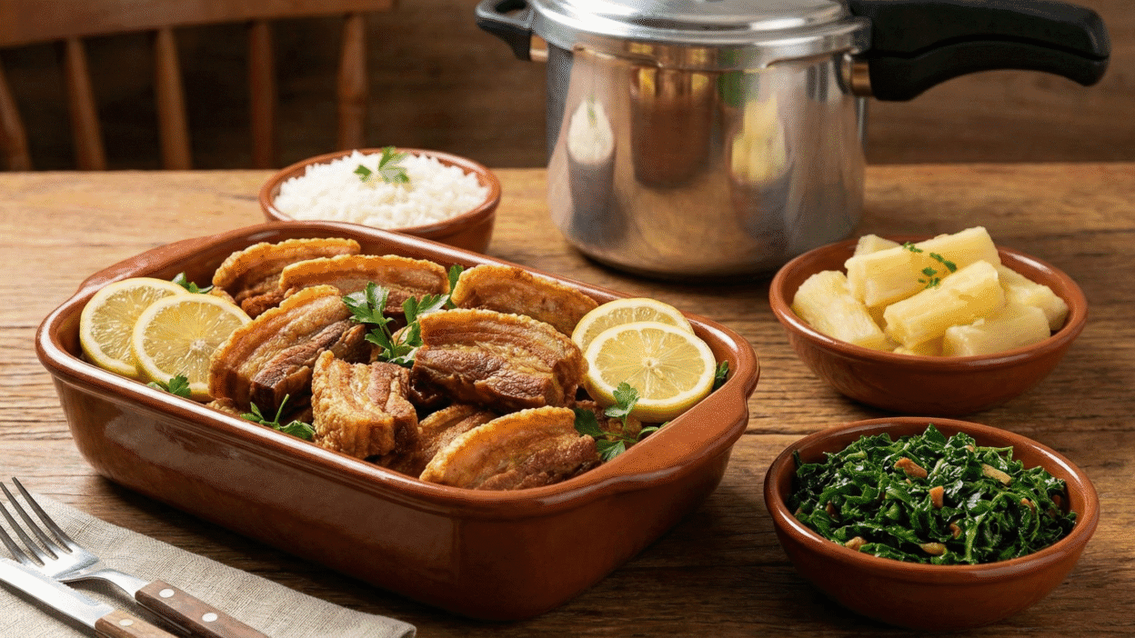 Panceta na panela de pressão