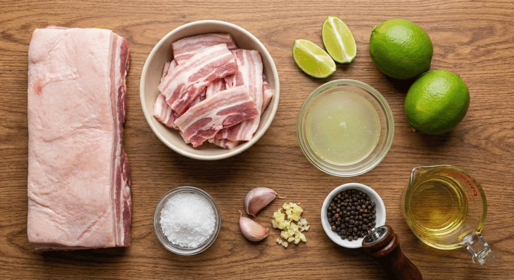 Ingredientes panceta na panela de pressão